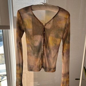 Gifts for Her🎁 ☀️🩵🤎Earthy Abstract Mesh Top✨